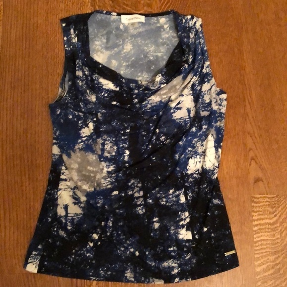 Calvin Klein Cowl Neck Patterned Sleeveless Blouse - Picture 1 of 6